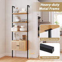 Tangkula Wall-Mounted Ladder Shelf Boho 5-Tier Bookshelf(1/2)
