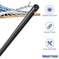 Tangkula Double Hammock with Stand, 2 Person 12Ft Steel Hammock Stand with Cotton Hammock