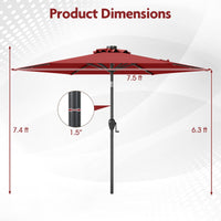 Tangkula 7.5 ft Solar LED Patio Umbrella