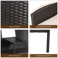 Outdoor Rattan Loveseat, Patio Conversation Set with Cushions & Table