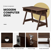 Tangkula Mid Century Writing Desk with Storage Cubes & Hidden Compartment