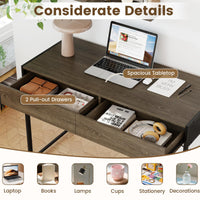 Tangkula Bureau informatique avec 2 tiroirs pour petit espace