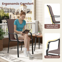 Tangkula Outdoor Dining Chairs Set of 2/4 with High Back & Curved Armrests