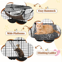 Tangkula Cat Cage Indoor 3-Tier Cat Enclosure with Skylight Hammock 2 Ladders