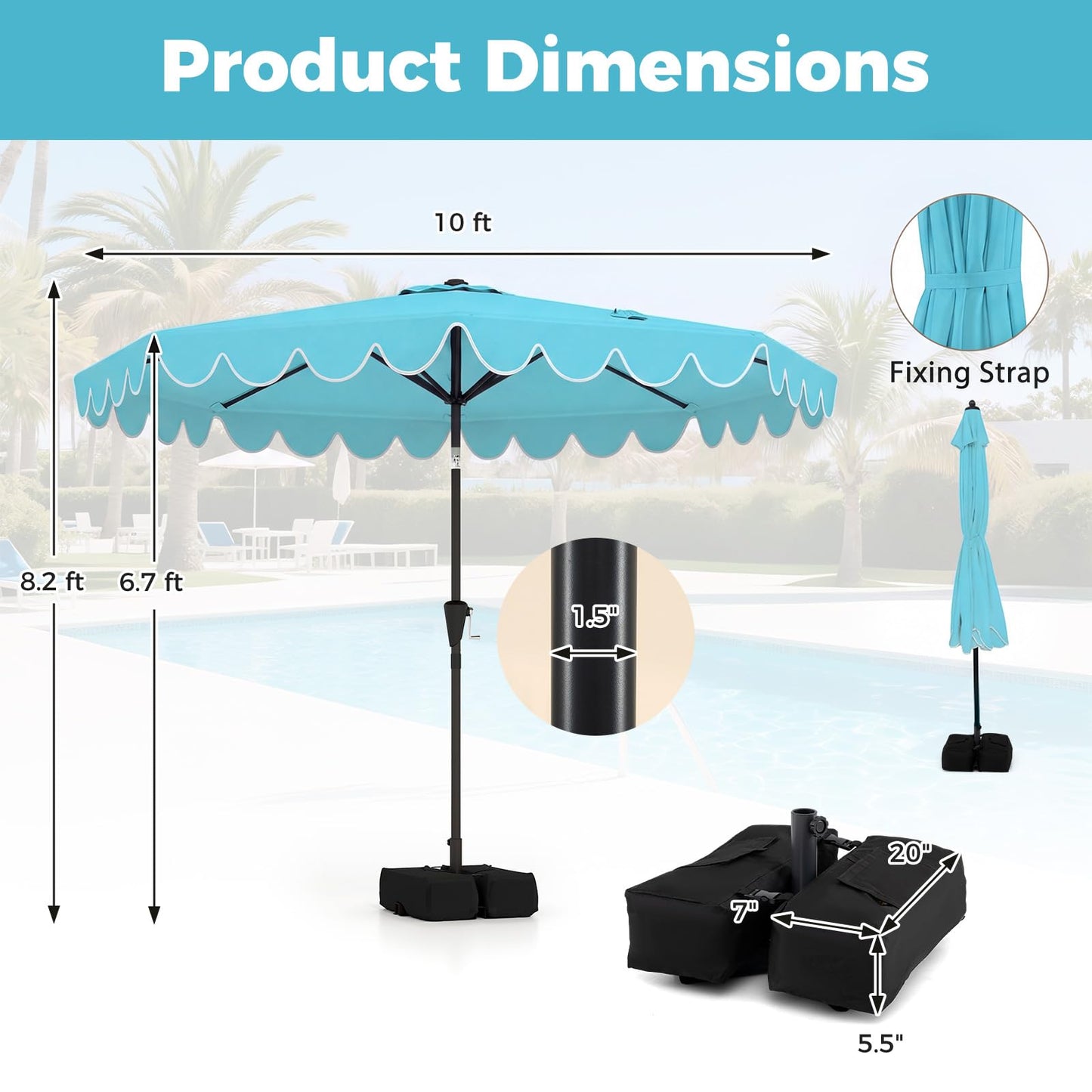 Tangkula 10 FT Patio Umbrella with Base Included
