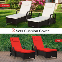 Tangkula Patio Chaise with Wheels, 6 Positions Adjustable Outdoor Lounger Chair with Steel Frame