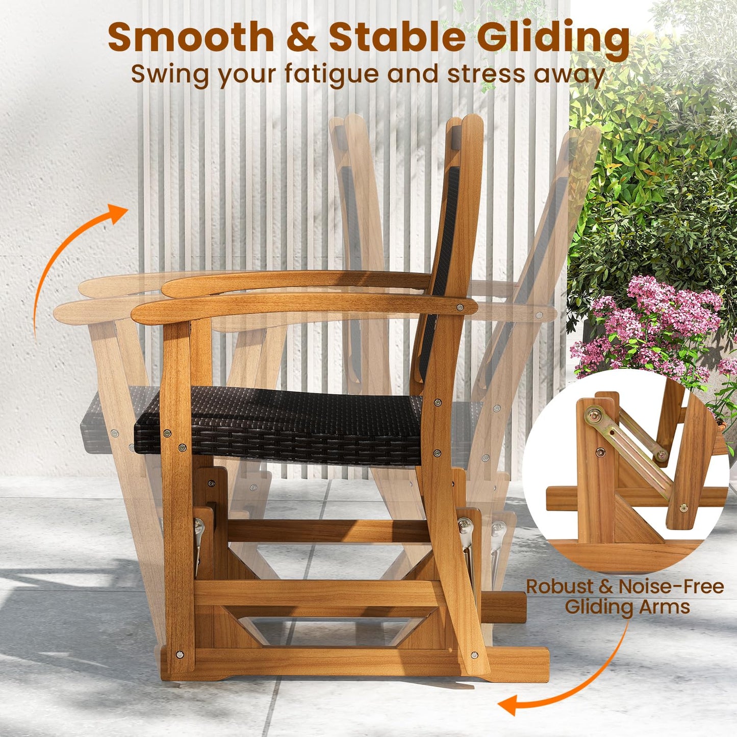 Tangkula Patio Rattan Glider Chair(1/2)