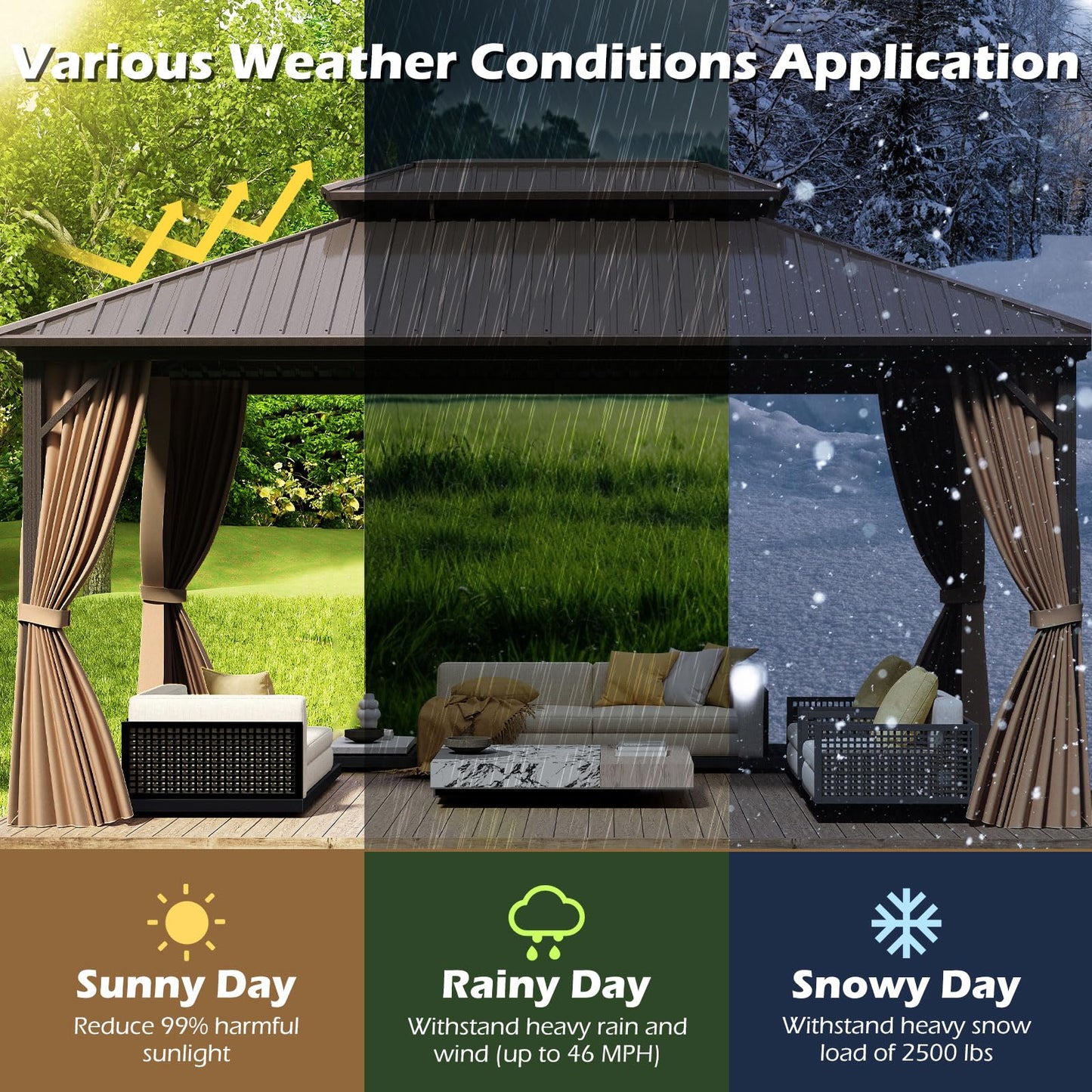 Tangkula 12x16 FT Hardtop Gazebo for Patio Garden Deck Lawn
