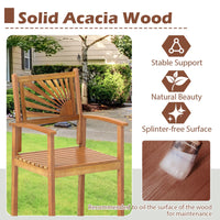 Tangkula Set of 2/4 Outdoor Acacia Wood Bar Stools
