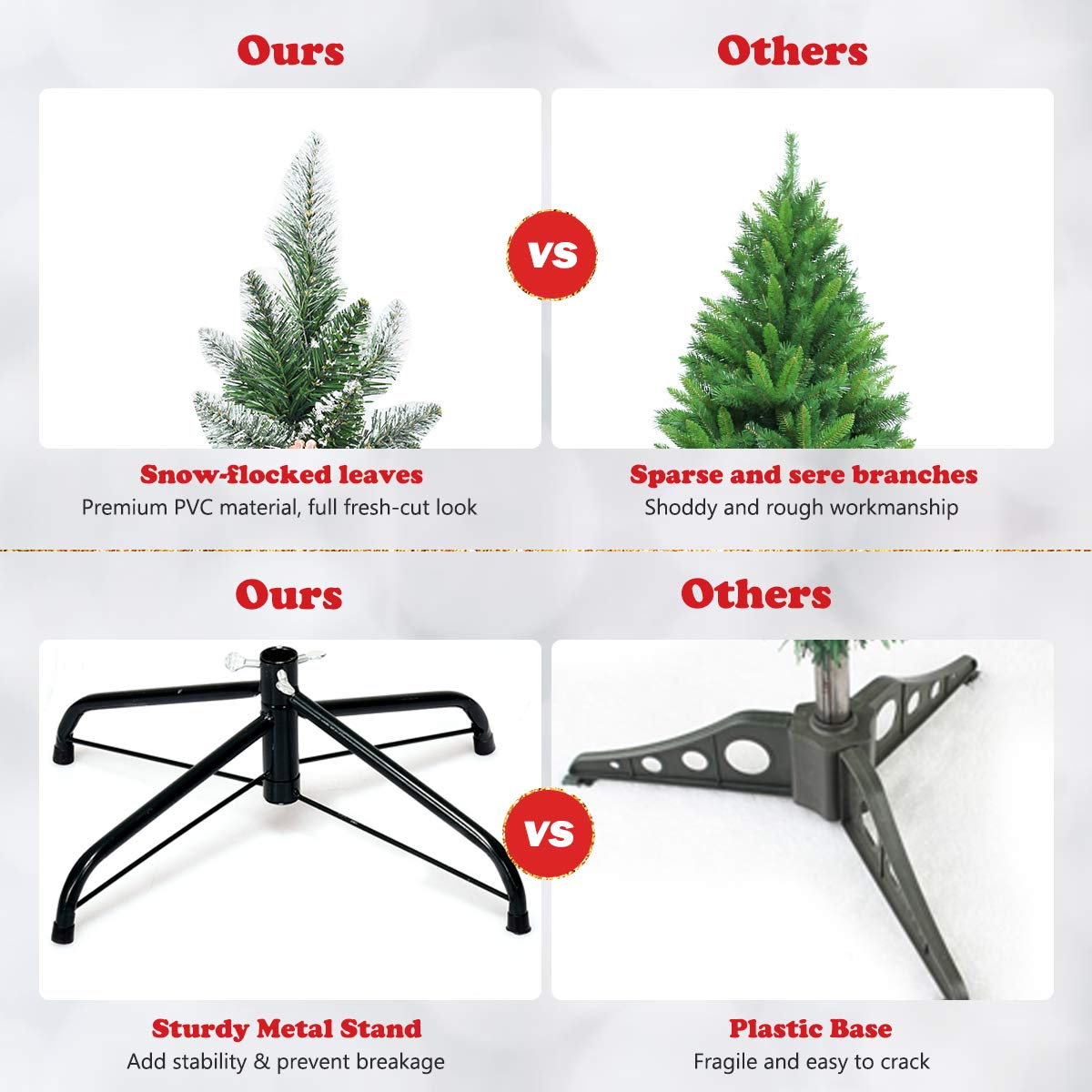 TANGKULA Artificial Pencil Christmas Tree with Pine Cones and Metal Stand