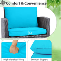 Tangkula 3 Pieces Patio PE Wicker Furniture Set with 4 Bonus Cushion Covers