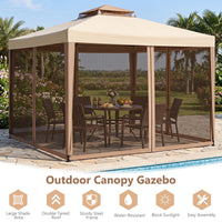 Tangkula 10x10 Ft Outdoor Gazebo with Zippered Mesh Netting