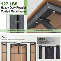 Tangkula 6 FT Picnic Table Bench Set, Outdoor Dining Table & 2 Benches with Heavy-Duty Metal Frame & All-Weather HDPE Tabletop