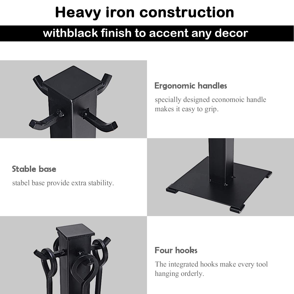 Tangkula Lot de 5 outils de cheminée