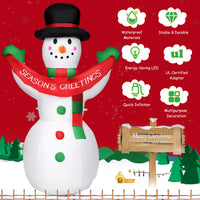 Tangkula 6 FT Christmas Inflatable Snowman with Internal LED Lights Banner Top Hat Scarf