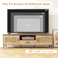 Tangkula Boho TV Stand Mid Century Modern Media Entertainment Center with Drawer