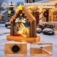 Tangkula 4 FT Christmas Inflatable Nativity Scene with Built-in LED Lights