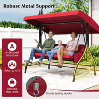 Tangkula 3 Person Porch Swing 2-in-1 Convertible Outdoor Swing