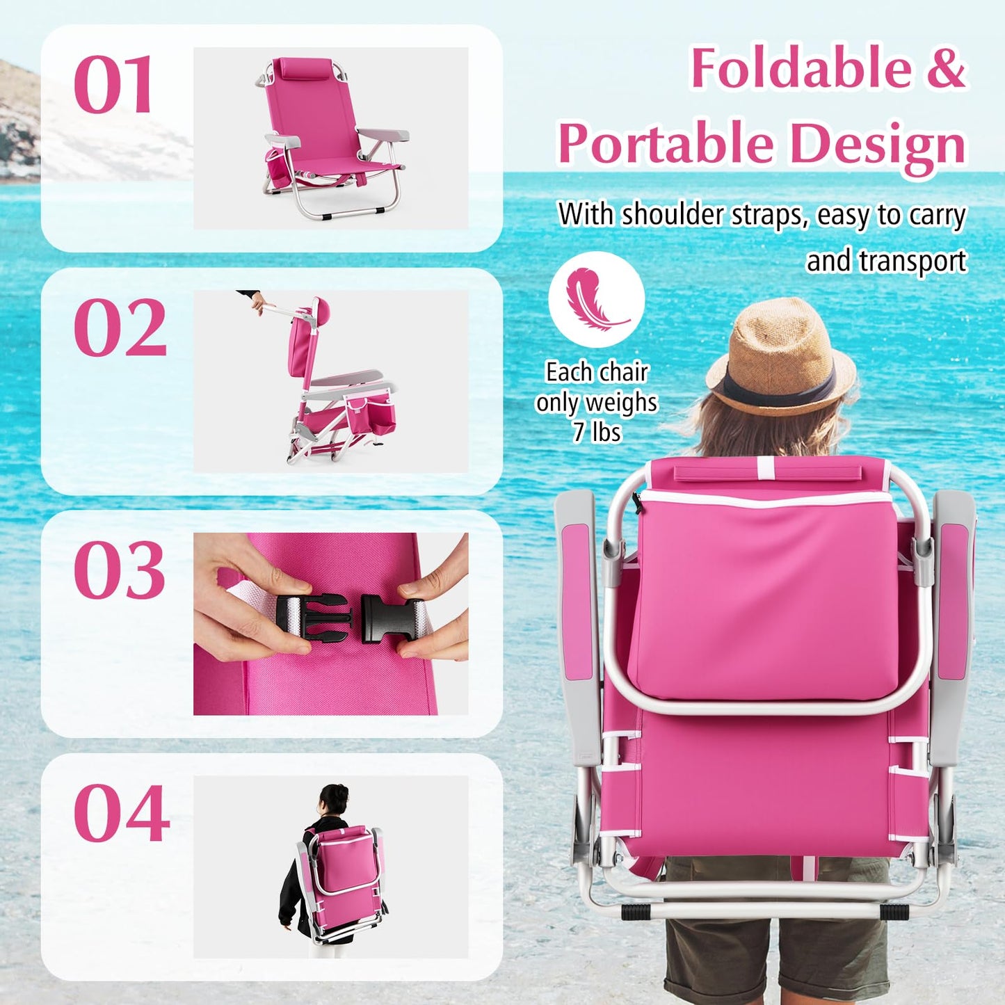 Tangkula Set of 2 Backpack Beach Chair