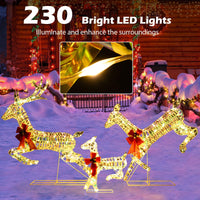 Tangkula 3-Piece Outdoor Christmas Lighted Reindeer Family Set, Light up Xmas Deer Decorations ( 3.4 FT+3.1 FT+1.6 FT )