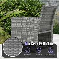 Tangkula 3 Pieces Patio Furniture Set with Tempered Glass Coffee Table