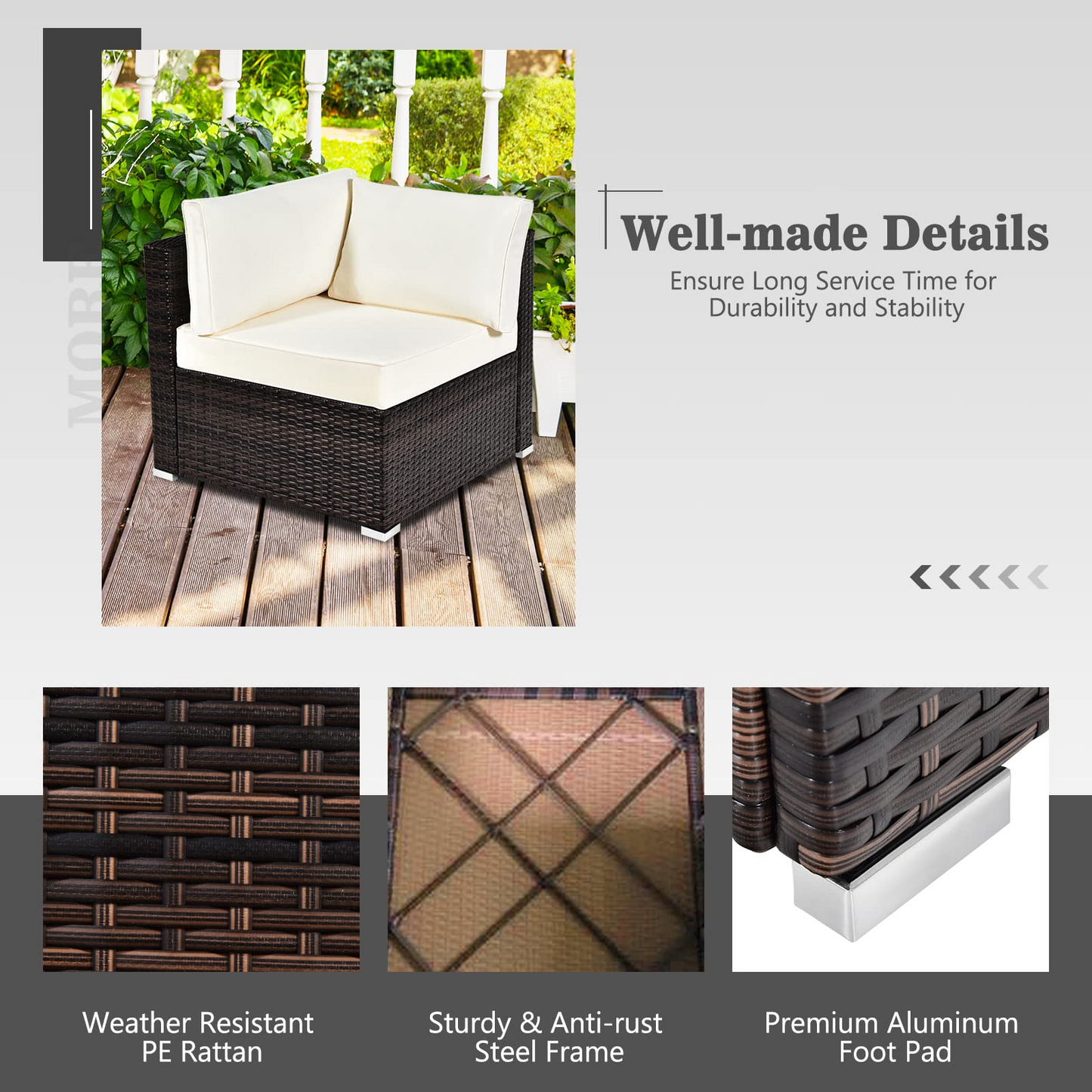 Tangkula 8 Piece Outdoor Wicker Sofa Set, Patio Rattan Conversation Set