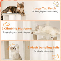 Tangkula 64 Inch Multi-Level Cat Tower with 2 Large Condos & Jute Scratching Posts