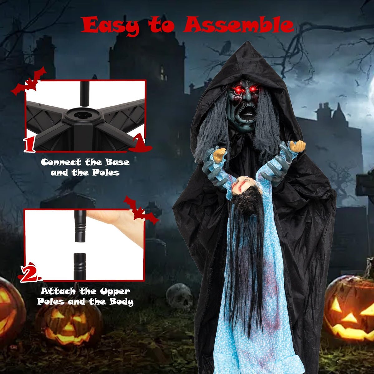 Tangkula 7.2 FT Animated Halloween Standing Devil Catching Doll Decorations