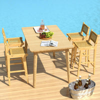 Tangkula Patio Teak Wood Bar Stools（1/2/4）