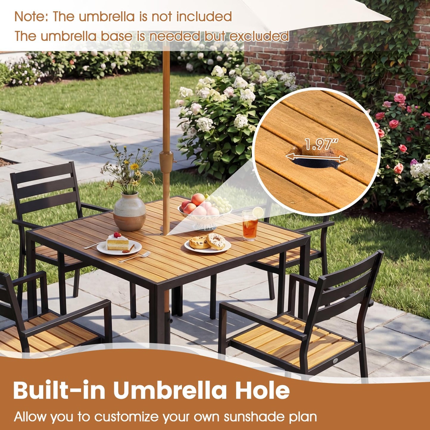 Tangkula 36" Square Patio Dining Table for 4