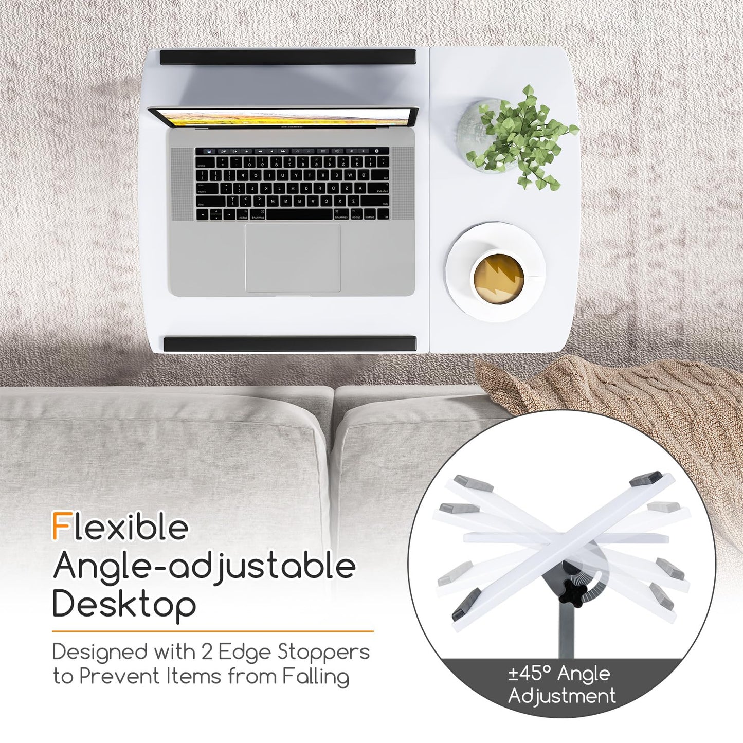Tangkula Mobile Overbed Table Couch Table
