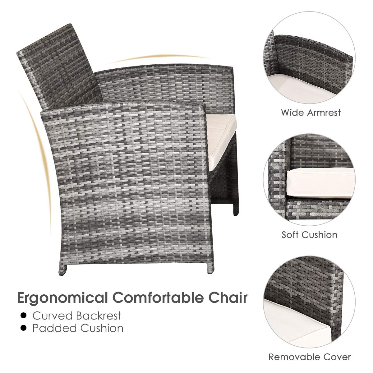 Tangkula 4/8 PCS Wicker Patio Conversation Set, Outdoor Rattan Sofas with Table Set