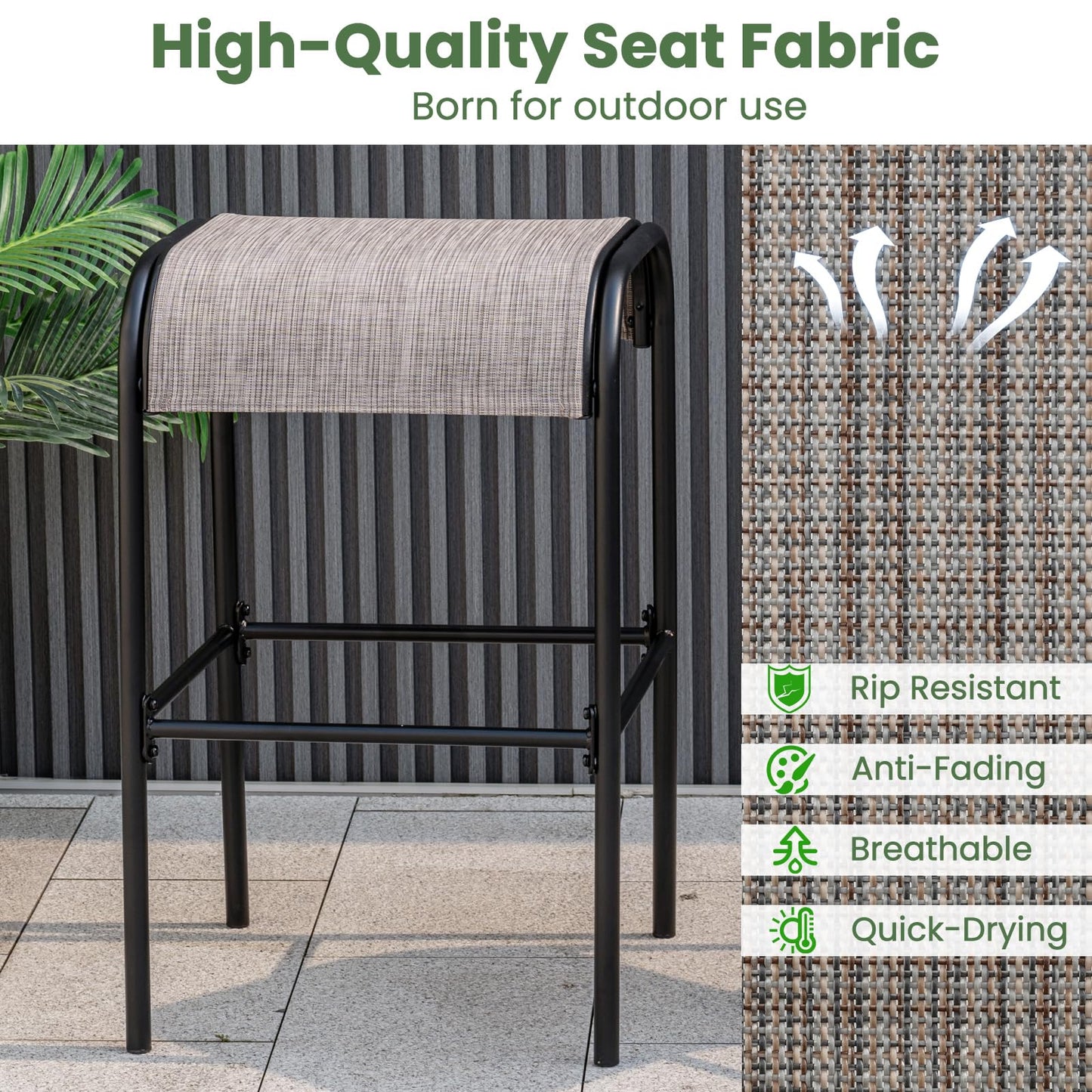 Tangkula 3 PCS Outdoor Bar Table Set, 28” Round Bar Height Table with 2 Bar Stools