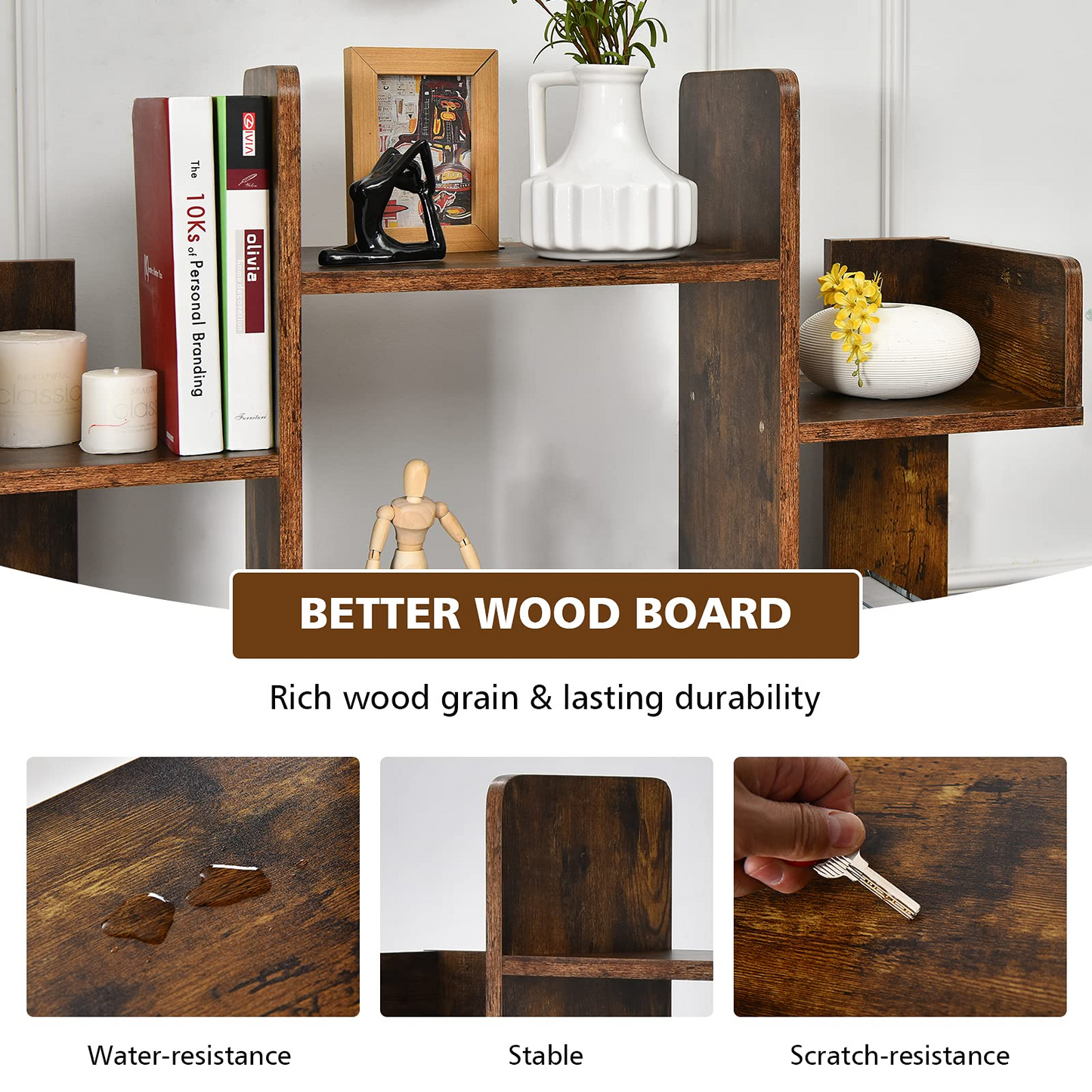 Tangkula Freestanding Tree Bookshelf, Corner Storage Organizer with 13 Open Shelves