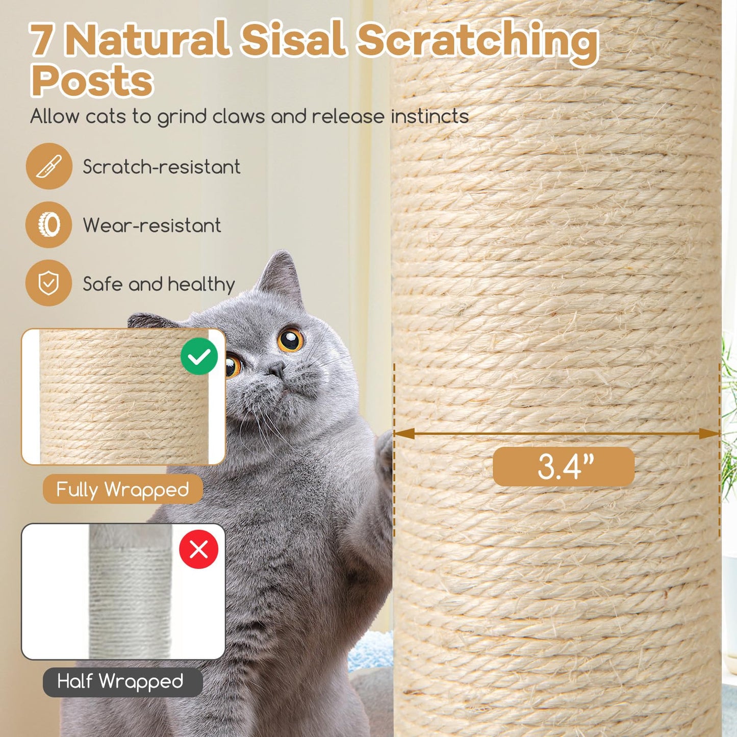 Tangkula 60 Inch Multi Level Modern Wooden Cat Tower with 2 Story Condo
