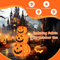 Tangkula Citrouilles empilées gonflables d'Halloween de 1,5 m avec chapeau de sorcière et 100 lumières LED