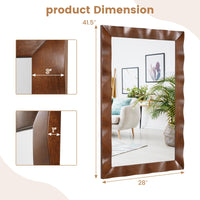 Tangkula 41.5" x 28" Farmhouse Wall Mirror, Rubber Wood Rustic Style Wall Mirror