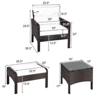 Tangkula Wicker Furniture Set 5 Pieces PE Wicker Rattan Outdoor All Weather Cushioned Sofas