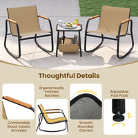 Tangkula 3 Piece Rocking Bistro Set Outdoor for Porch