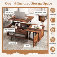 Tangkula Lift Top Coffee Table with Storage, Living Room Table with Hidden Compartment, Cabinet & Open Shelf