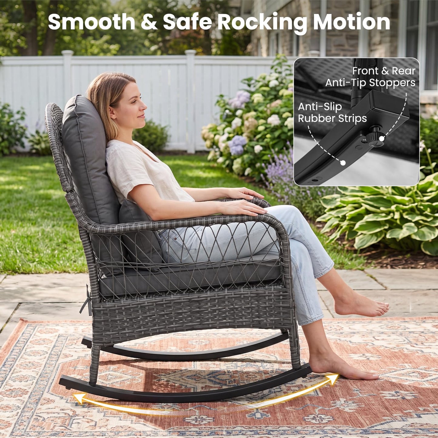 Tangkula Outdoor Wicker Rocking Chair for Porch(1/2)