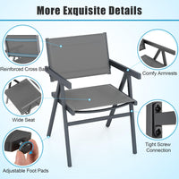 Tangkula Patio Chairs Set of 4 Outdoor Dining Chairs with Breathable Fabric Seat & Tilt Backrest