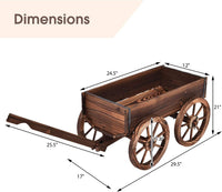 Tangkula Rustic Wooden Wagon Planter Box for Patio Garden Balcony (29.5" L x 17" W x 21" H)