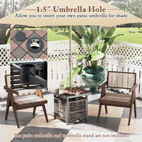 Tangkula 21.5 Inches Outdoor PE Rattan Side Table, All Weather Patio Square End Table with Resin Tabletop