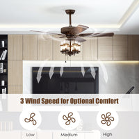 Tangkula 50 Inch Ceiling Fan Light with 5 Explosion proof Glass Lampshades