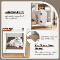 Meuble Cache-Litière Tangkula avec 2 Compartiments de Rangement pour Chatons d'Intérieur
