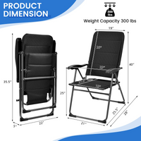 Tangkula Patio Chairs Set of 2/4, Folding Patio Dining Chairs with 7 Adjustable Backrest Positions
