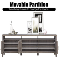 Tangkula Farmhouse Rattan TV Stand, 62 Inches Modern Boho Entertainment Center for TVs up to 65/70 Inches