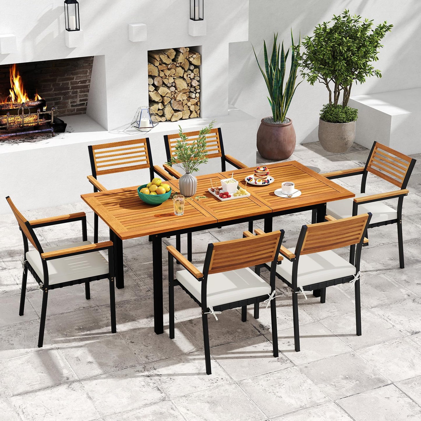 Tangkula Extendable Patio Dining Table for 4-8 People