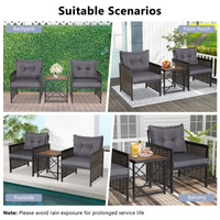 Tangkula 3 Piece Rattan Chair Set